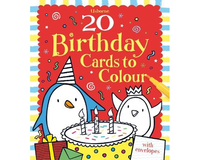 USBORNE ACTIVITY CARDS : 20 BIRTHDAY CARDS TO COLOUR PB