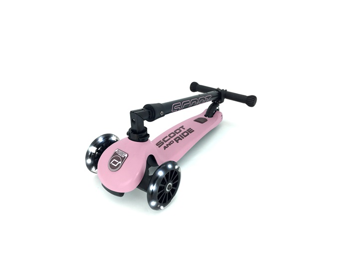 SCOOT & RIDE HIGHWAYKICK 3 LED SCOOTER FOLDABLE ROSE