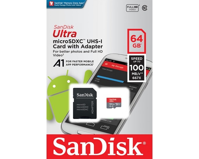 SANDISK ULTRA ANDROID MICRO SDXC 64GB + ADAPTER